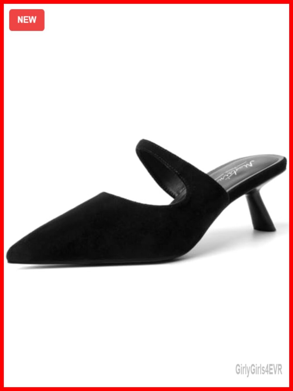 Kitten Heels Pointed Toe Patent Leather Slingback Pumps with Buckle